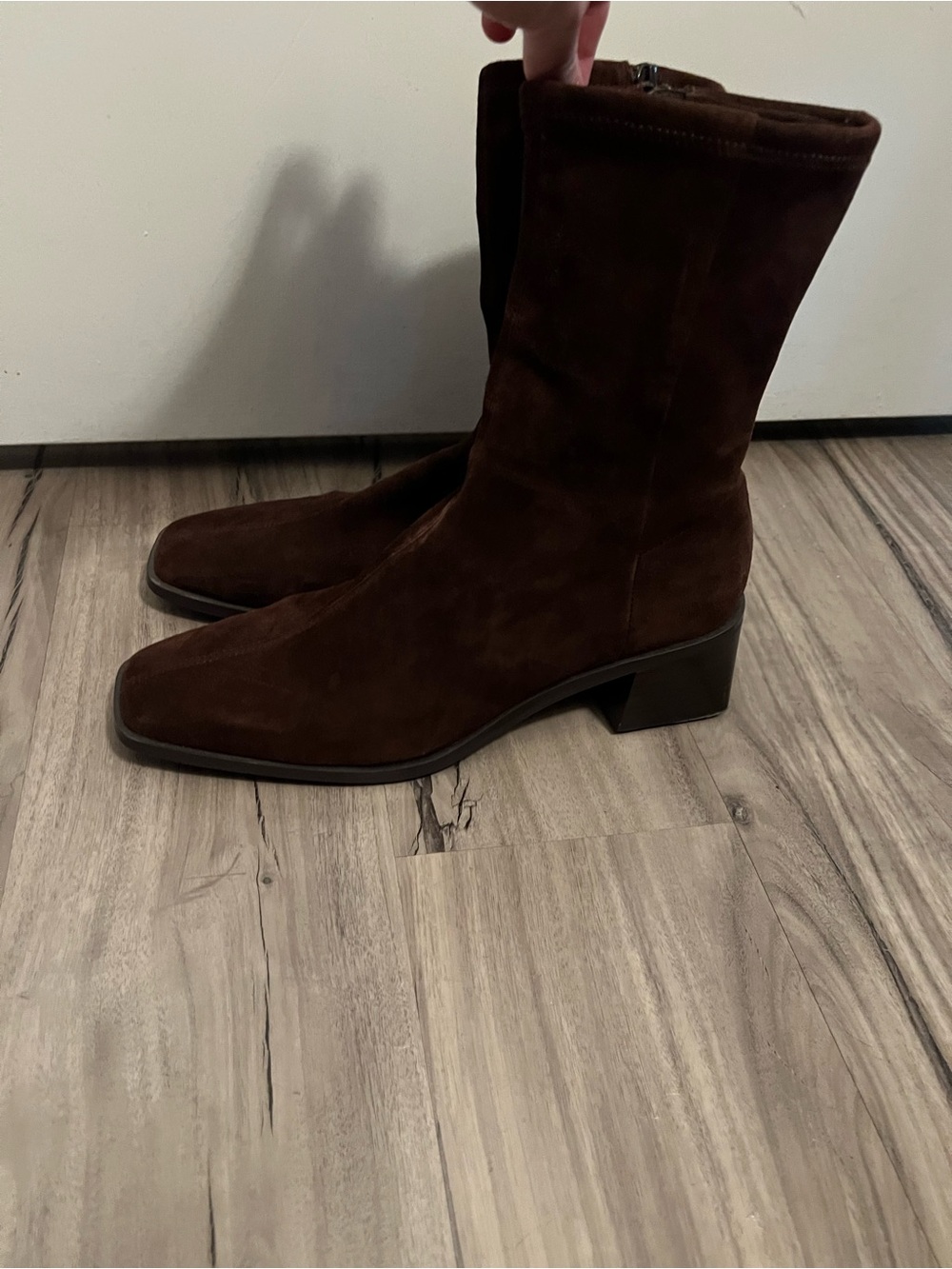 & Other Stories Brown Suede Sock Boots